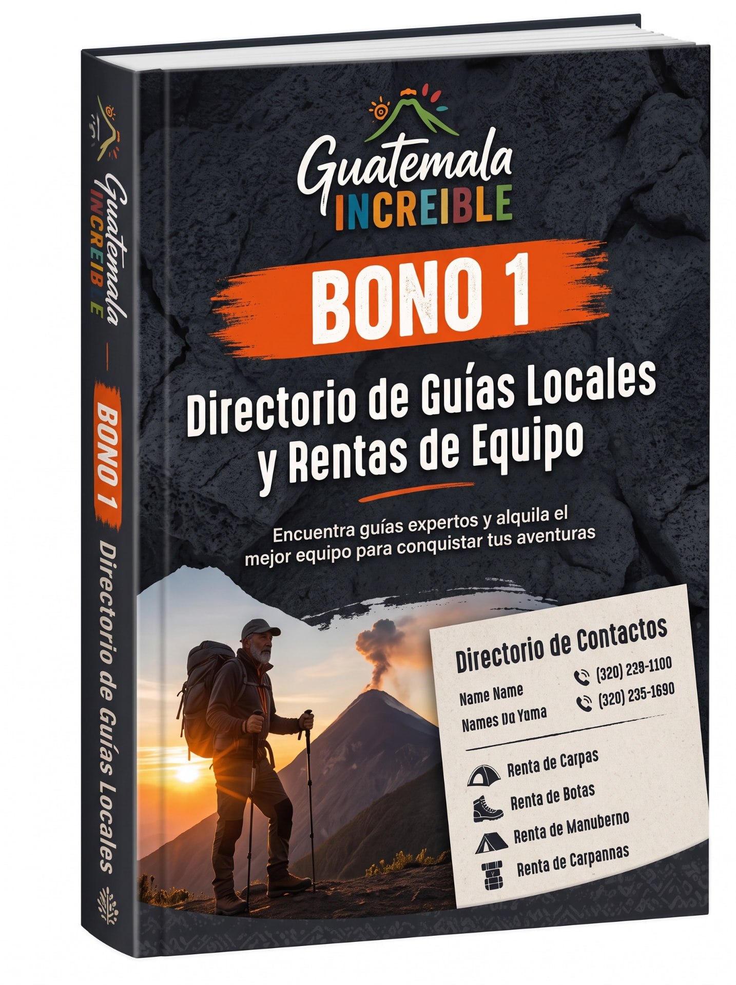 Mockup del Bono 1: directorio de alquiler de equipo y guías locales
